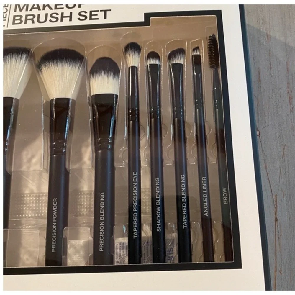XII Collective 10 Piece Makeup Brush Set Black Professional Face Eye Tools